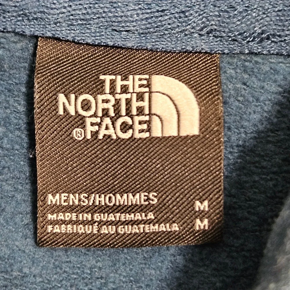 The North Face Pullover Hoodie Men Medium Blue Graphic Mountain Sweatshirt A5IWP